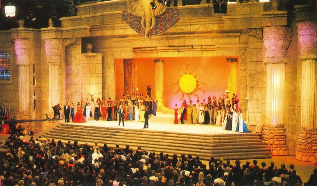 Miss World pageant finalists on stage
